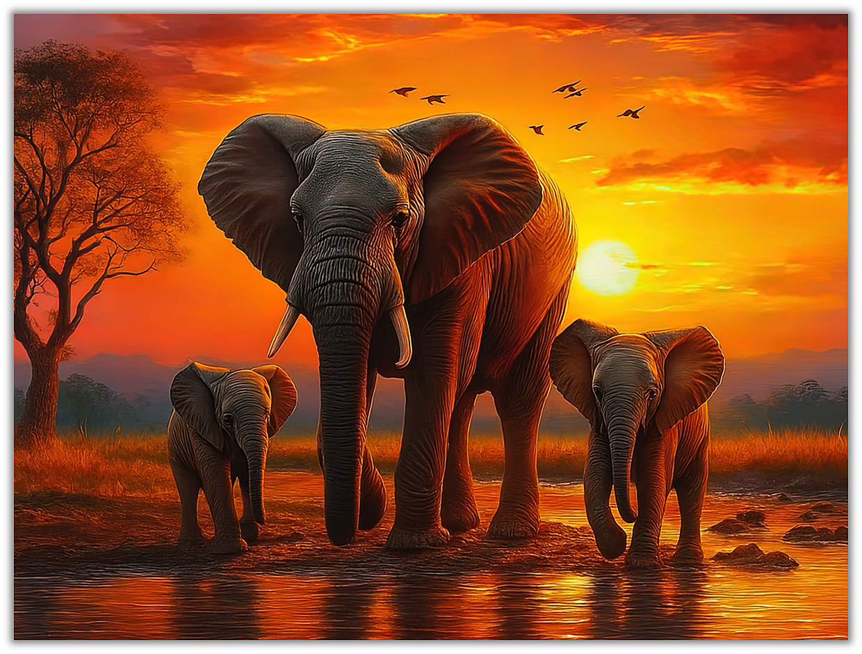 Éléphants en famille