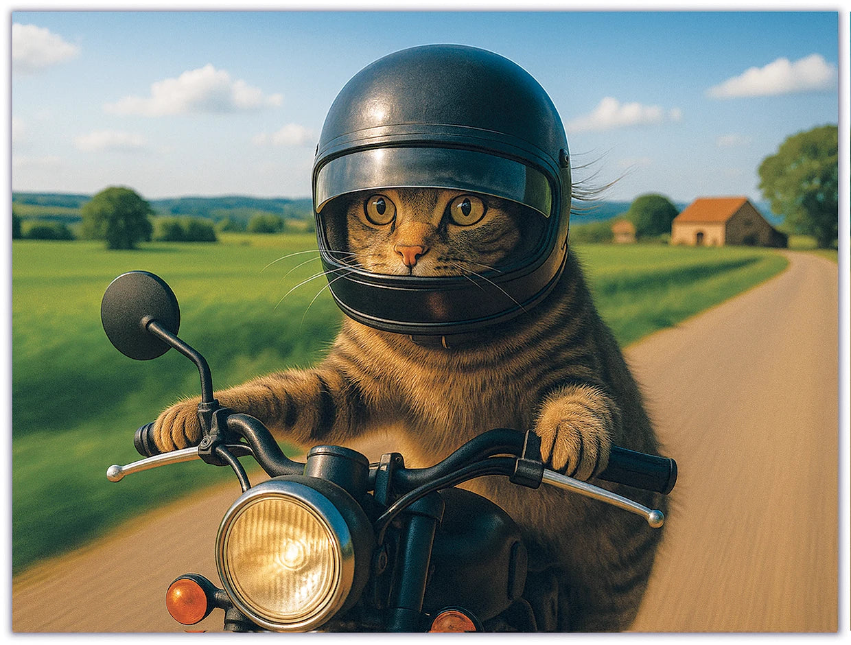 Le chat à moto